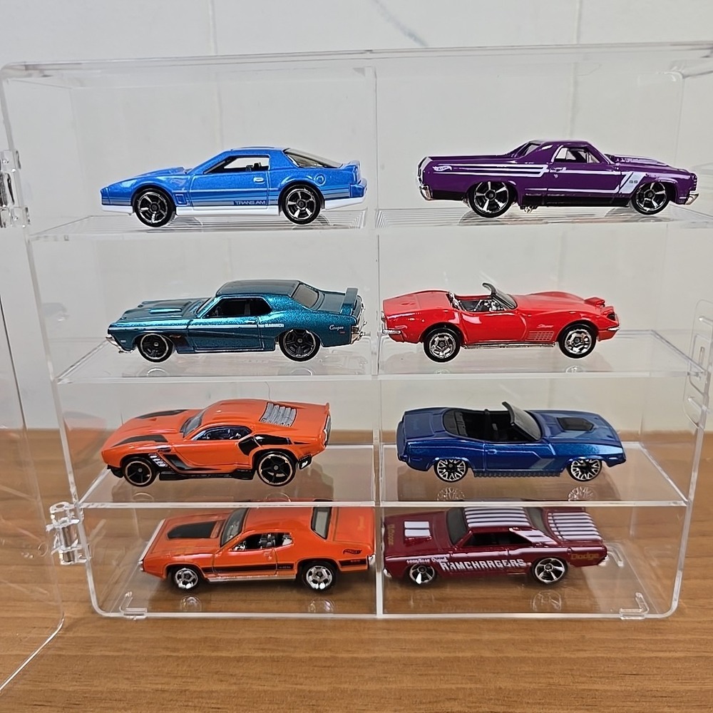 Clear Acrylic Display‎ Case 1:64 Scale Diecast Cars INCLUDING Mix AH of CARS x 8